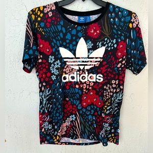 Adidas Floral T-Shirt Size Small with Adidas Logo